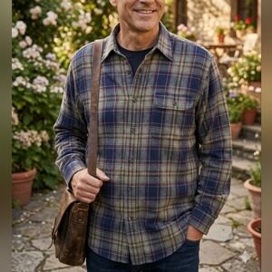 Malouf’s Lubbock Plaid Flannel Shirt Premium Cotton Luxury Heritage Outdoor L